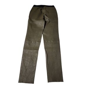 Genuine Lambskin Leather‎ Skinny Pants Raw Hem | EU 38 (US 6) Olive green